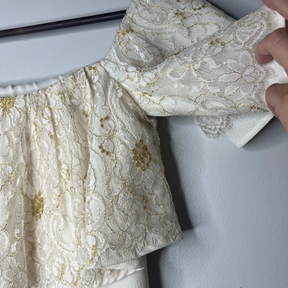 Slate & Willow Golden Iris Dress Off the shoulder Lace Ruffle - Picture 7 of 9